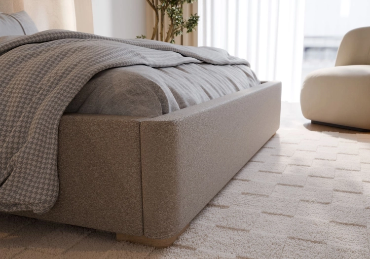 łóżko do nowoczesnej sypialni z zaoblonymi kształtami