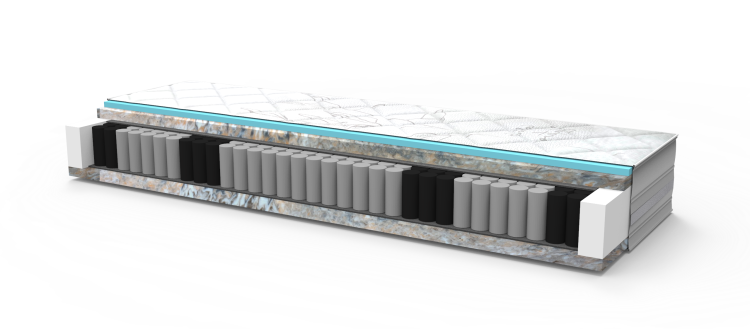 Hybrydowy materac z 7-strefową formatką kieszeniową i wytrzymałą pianką Tiger Touch. Dwie twardości w jednym dla spersonalizowanego komfortu. Pokrowiec CBD Feran Ice z CBD zapewnia głęboki relaks i świeżość. Wysoki, idealny do łóżek kontynentalnych.