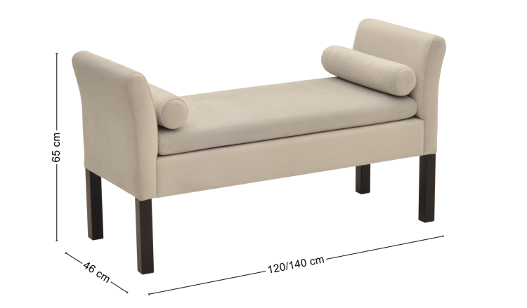 elegancka ławka do salonu z drewnianym stelażem