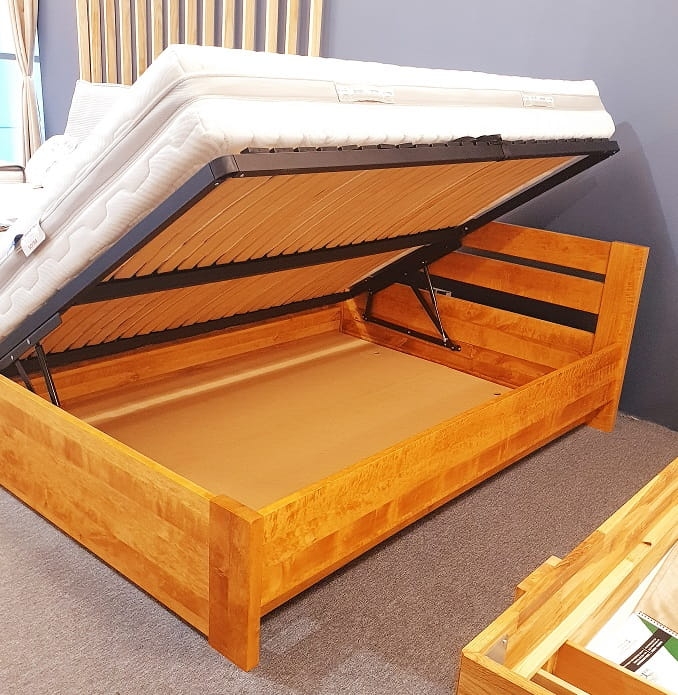 łóżko drewniane z pojemnikiem otwieranie boczne