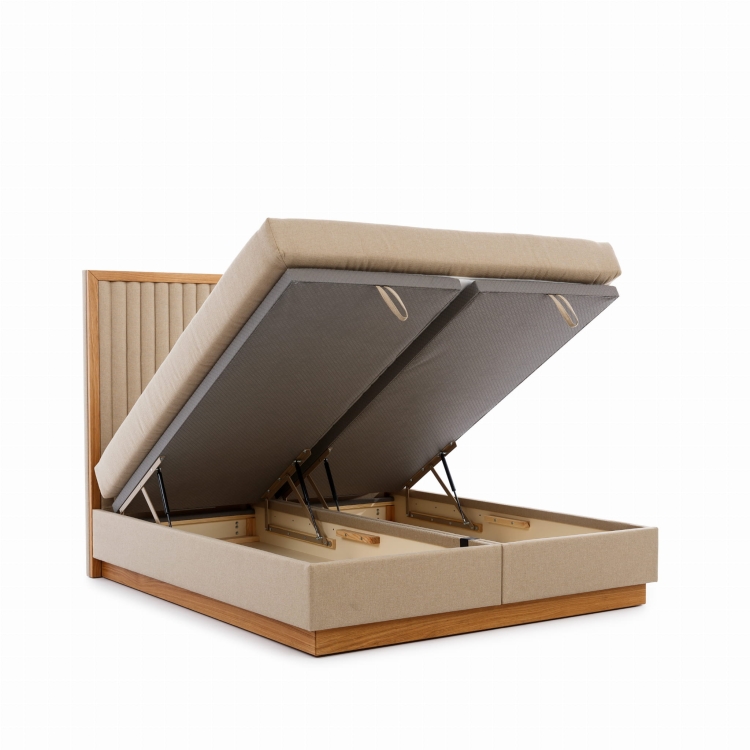 Łóżko Wood 800 w różnych kolorach tkanin, drewniana rama, luksusowy styl amerykański