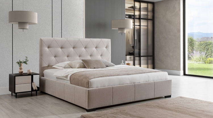 Łóżko przeszyte w caro łóżko glamour