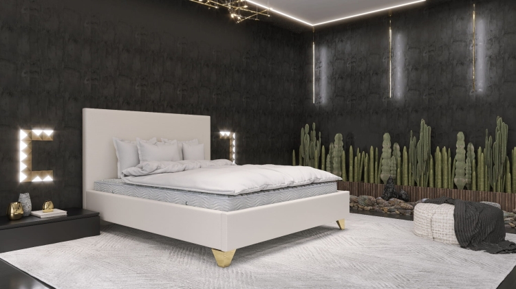 łóżko z prostym zagłówkiem