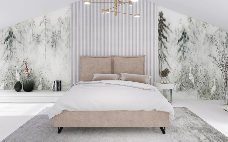 łóżko z dzielonym zagłówkiem