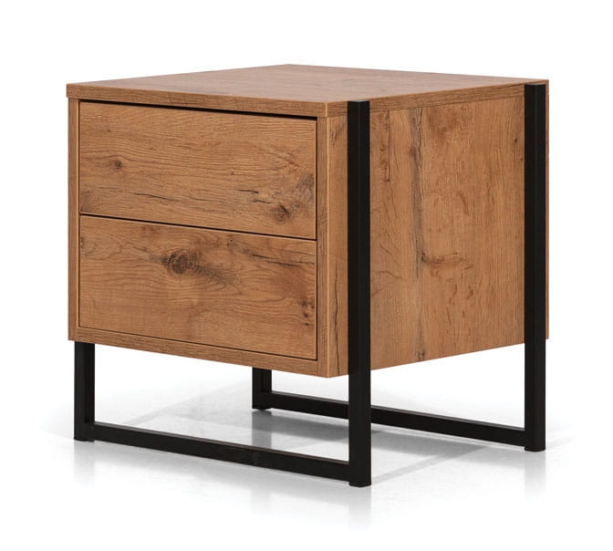 stolik nocny loft dąb lancelot czarny metal