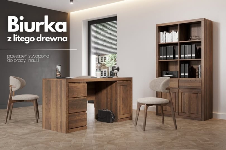 eleganckie biurko z drewna dębowego