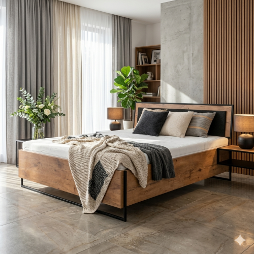 łóżko loft w nowoczesnej sypialni