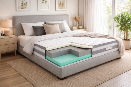 przekrój wnętrze materaca comfort plus 3 warstwy pianek w materacu