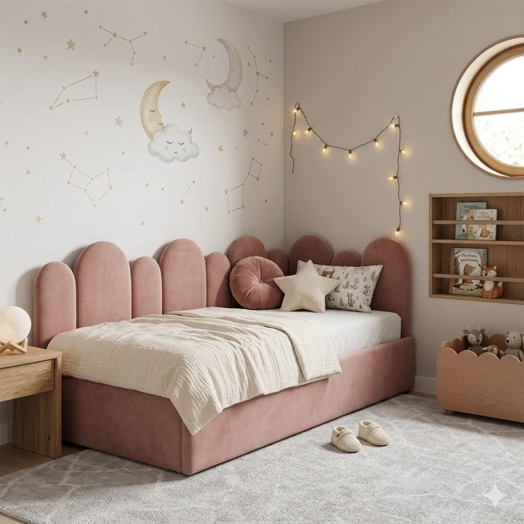 Łóżko FLOW 100×200 cm, nóżki dąb lakierowany, opcja bez pojemnika