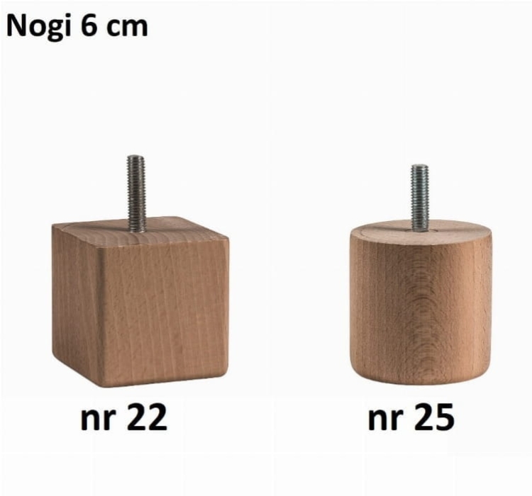 nóżki drewniane do łóżka 6 cm