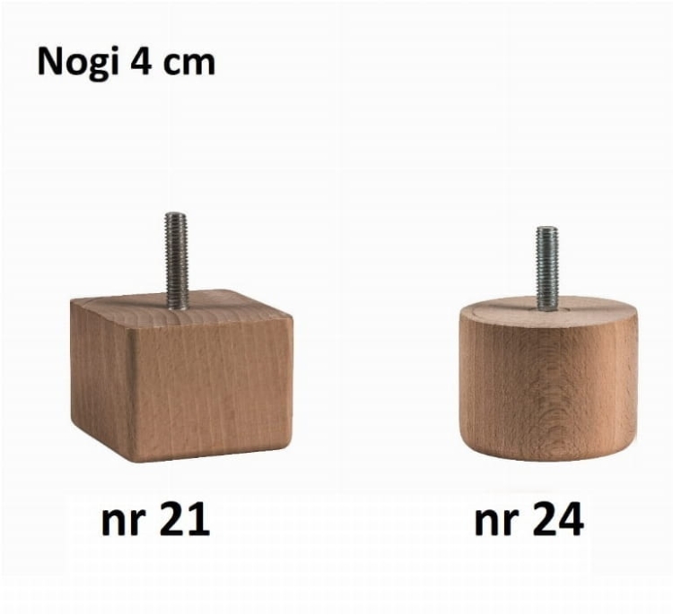 nóżki drewniane do łóżka 4 cm