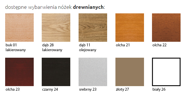 kolory nóżek do wyboru